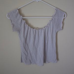 Brandy Melville Striped Off the Shoulder Crop Top